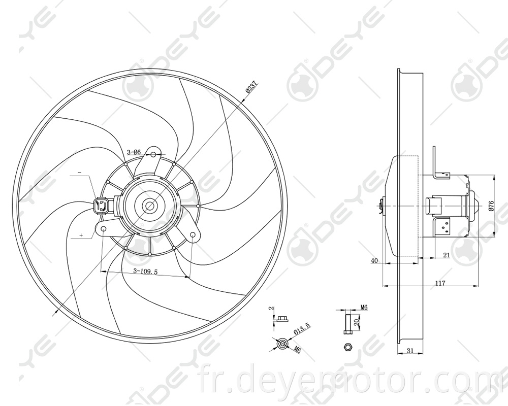 1250.E9 1250.F9 1253.88 1250.76 radiateur ventilateur fournisseur pour PEUGEOT 306 406 PARTENAIRE CITROEN BERLINGO